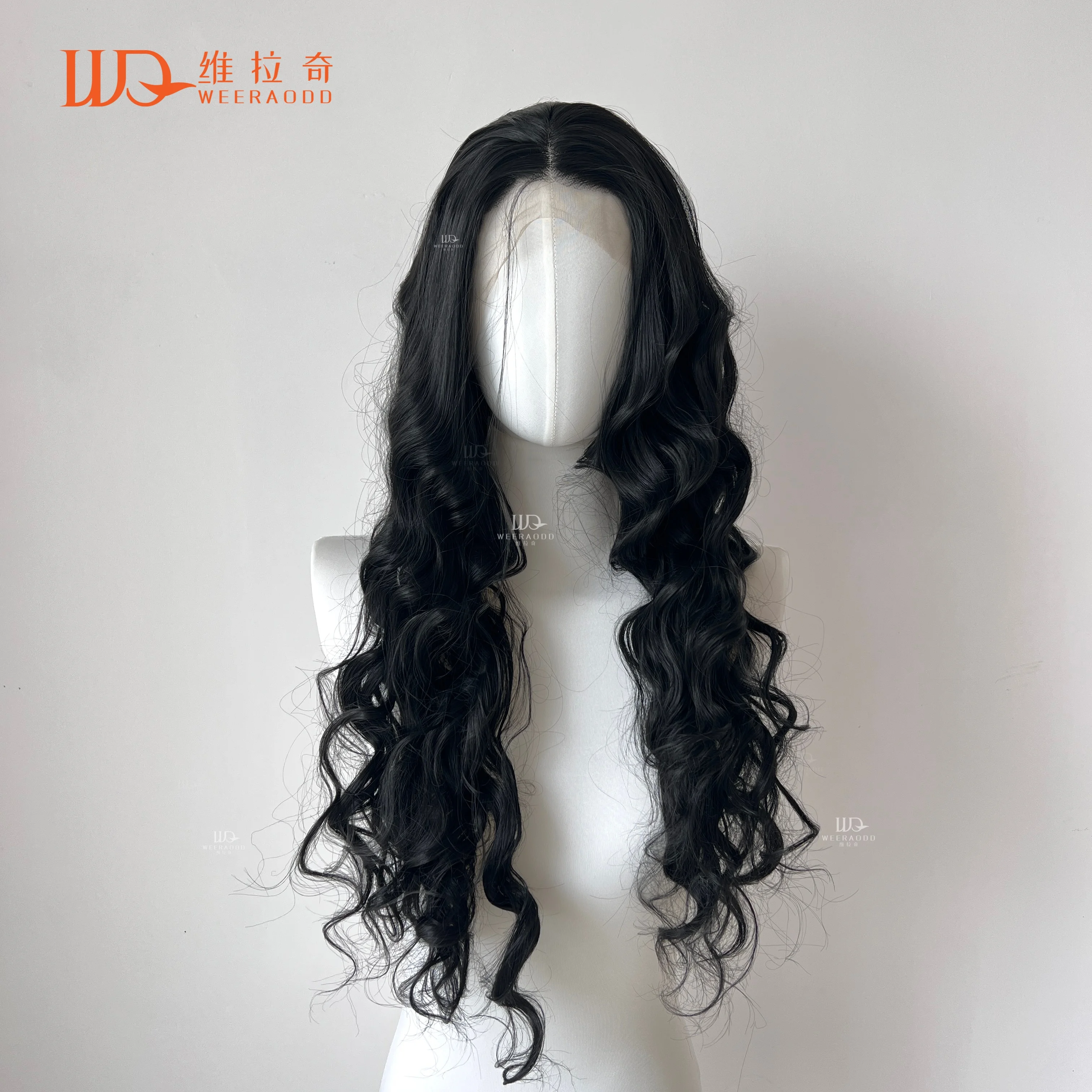 

Black Water Wave Lace Front Hair Wigs 13*4 Part Lace Wig Pre Plucked Deep Curly Synthetic Wig 150% Density for Daily Use
