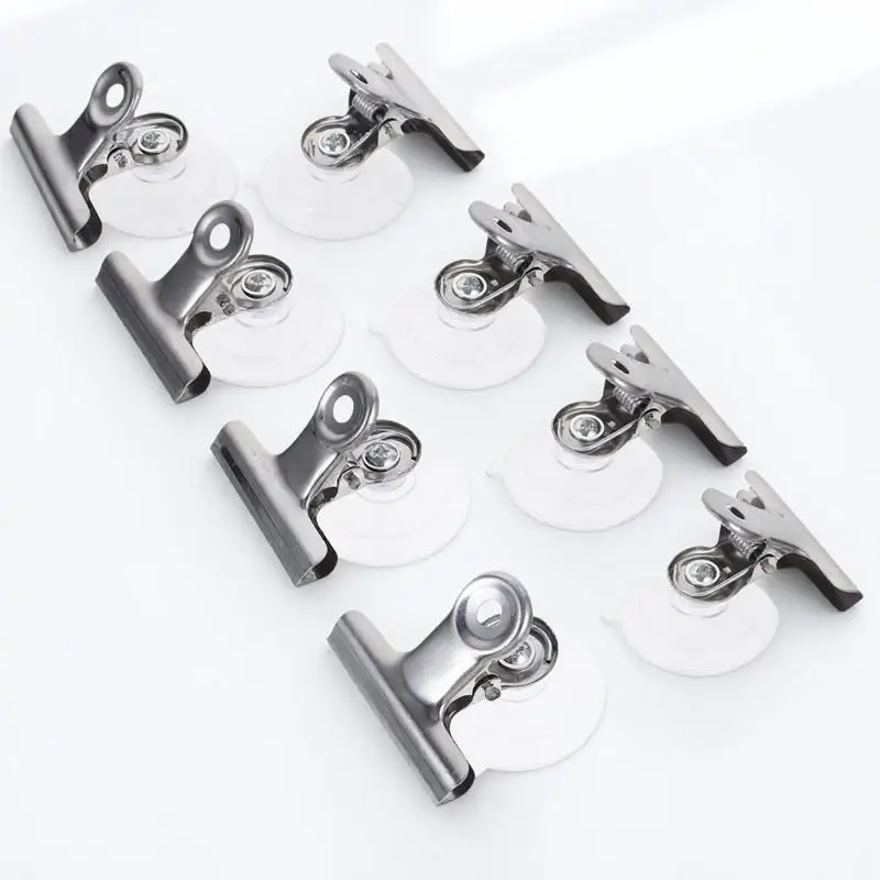 8 قطعة مقاطع كأس الشفط البلاستيك الشفاف مشبك معدني الثقيلة المشابك لنافذة تسجيل أصحاب الحرف الزينة سهلة التركيب لا