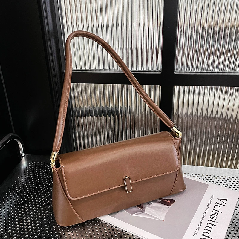 

Vintage Pu Leather Shoulder Armpit Bags for Women 2025 Winter Trends Underarm Handbags Clutch Bag Brown Black Sac A Main