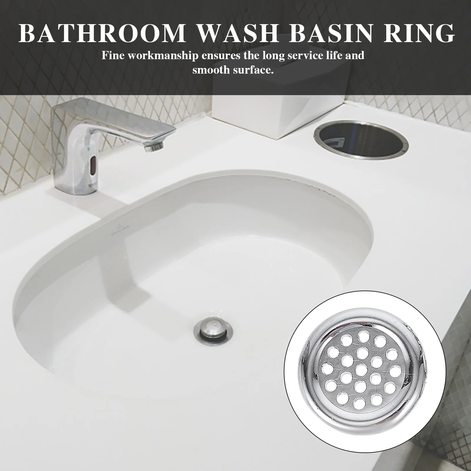 

20Pcs Wash Basin Overflow Hole Ring Fine Workmanship Practical Long Time Use Sink Accessory Bathroom Wash Basin Overflow Ring