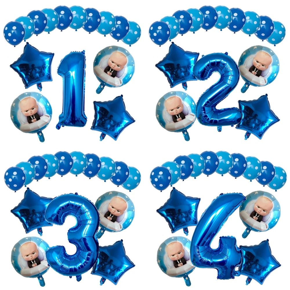 15Pcs Baby Boss Theme Balloons Set 30Inch Number Air Globos Home Children's Birthday Party Decorations Accessories Kids Toy Gift