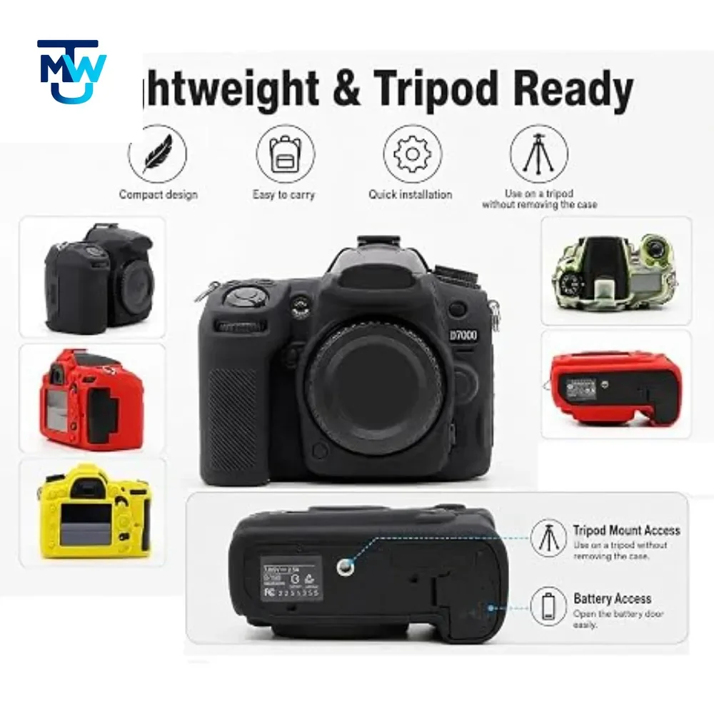 For Nikon D7000 Silicone Case Protective Soft Rubber Silicone Armor Skin photography case bag Shell +1 PCS Free Cleaning Pen.