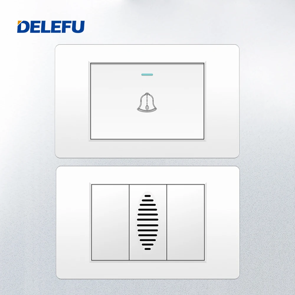 DELEFU PC Brazil Standard Switch Socket 118*72mm10A 20A Doorbell switch Doorbell Ding Dong Grey Black White Gold