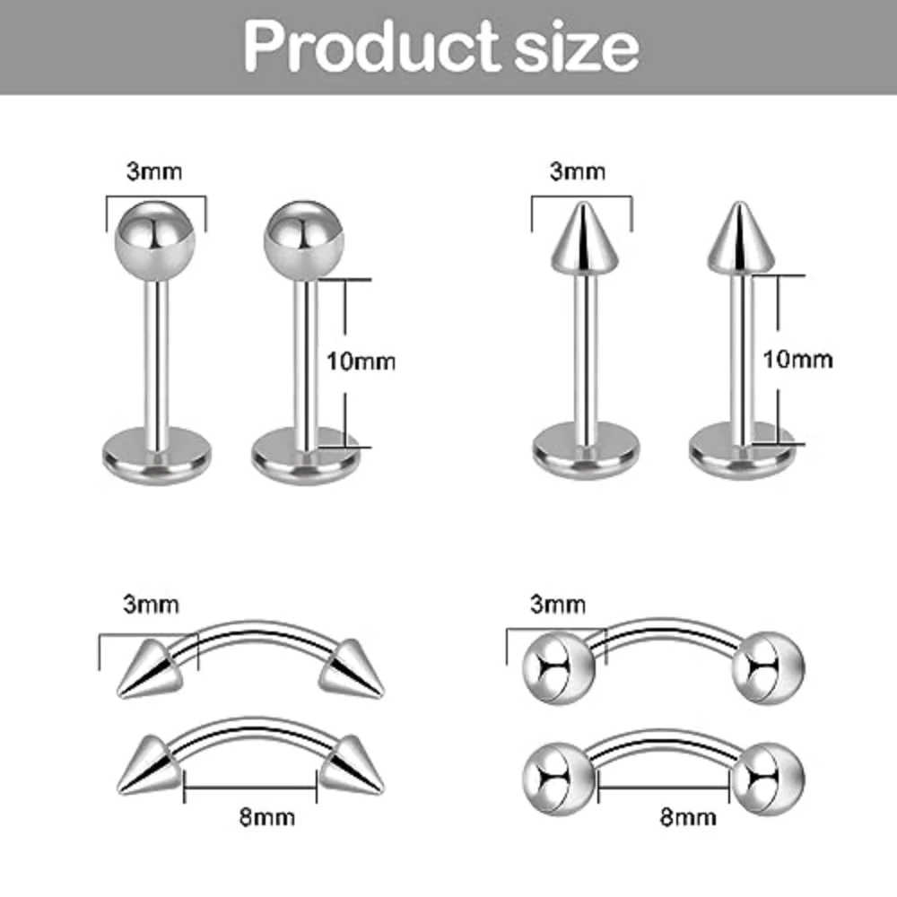 25Pcs Body Piercing Kit with Forceps Clamp, Piercing Needles & Mixed Jewelry for Ear Lip Septum Navel Tongue For Women Men