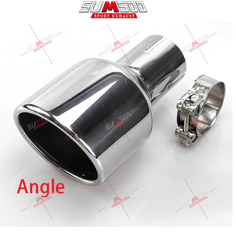 1PCS 114mm outlet Universal modification Car Accessories silver Curly Flange Muffler exhaust Stainless Steel Tip