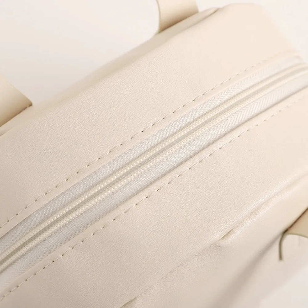 Portable PU Cosmetic Storage Bag Shell Shape Large Capacity Handheld Bag Makeup Bag Daily Use
