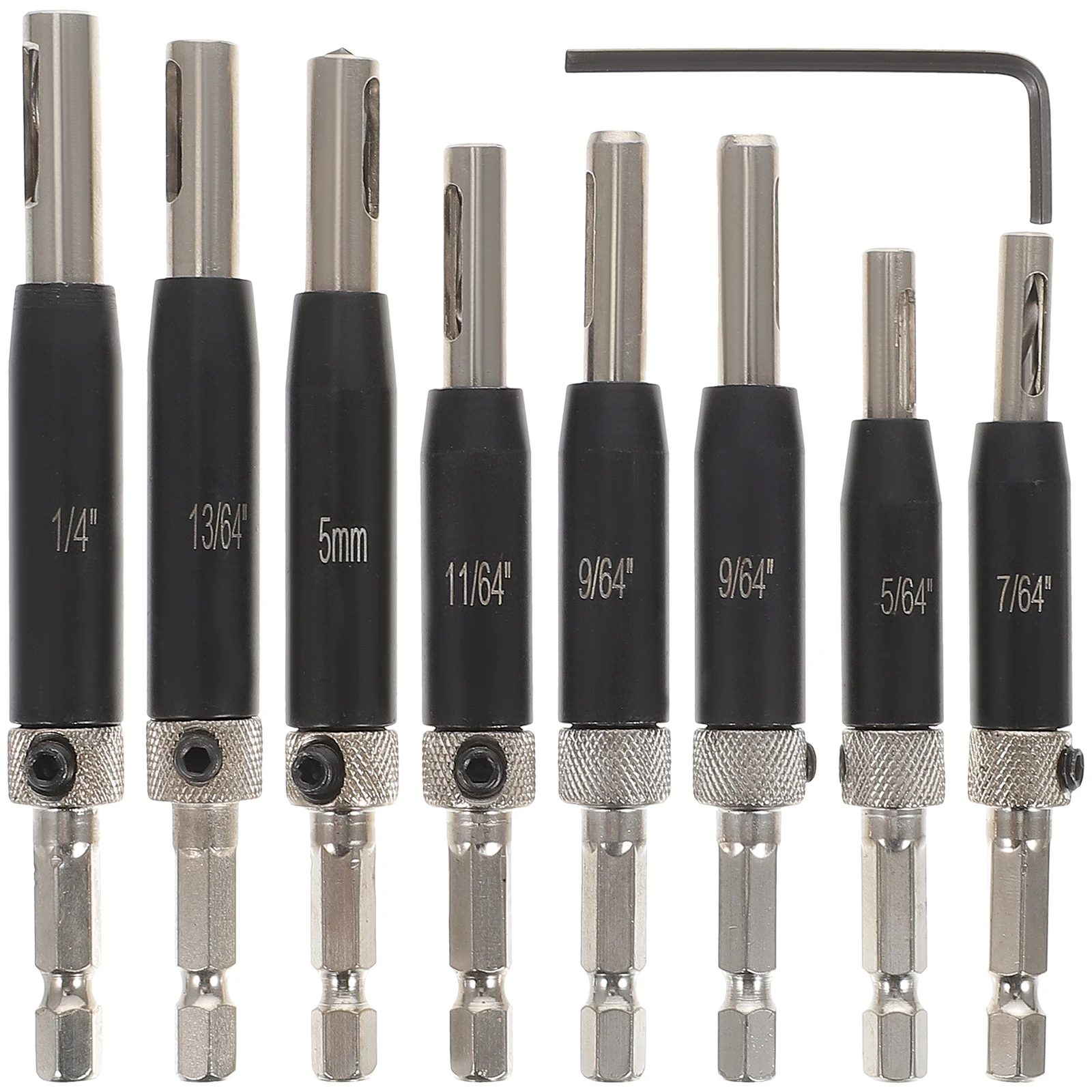 

8 Pieces Hinge Door Drill Bit Set 5 64'' 1 4'' Self Centering Woodworking Tools for Cabinet Installation Automatic Chip Removal