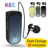 Trouvaille K65 Bluetooth Earphones Wireless Headphone In Lotus Retractable Lavalier Clip Headset Single Ear Handsfree with Wire