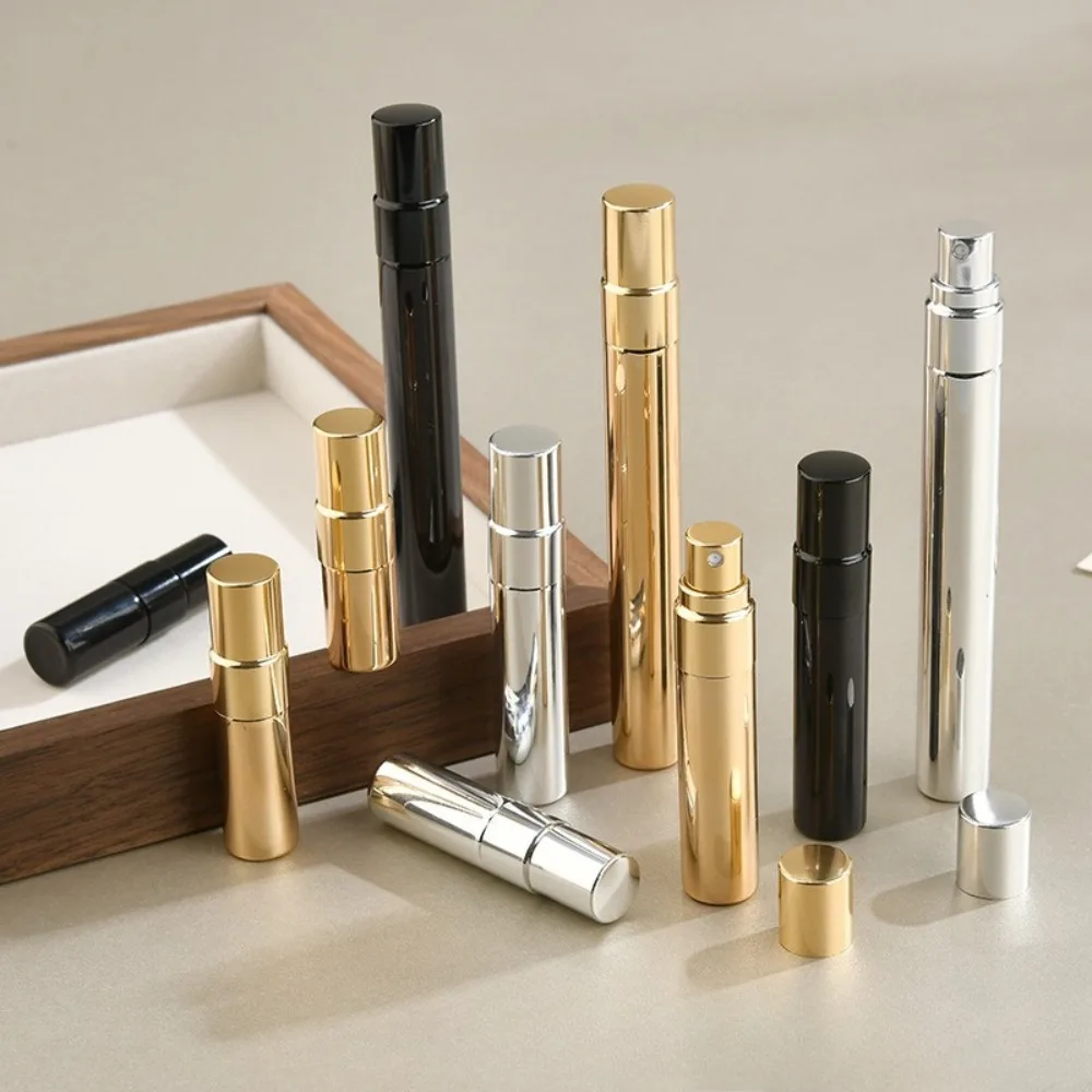5Pcs 2/3/5/10ml Perfume Bottle Empty Refillable Spray Portable Atomizer Gold Silver Black Glass Travel Cosmetic Container Sample