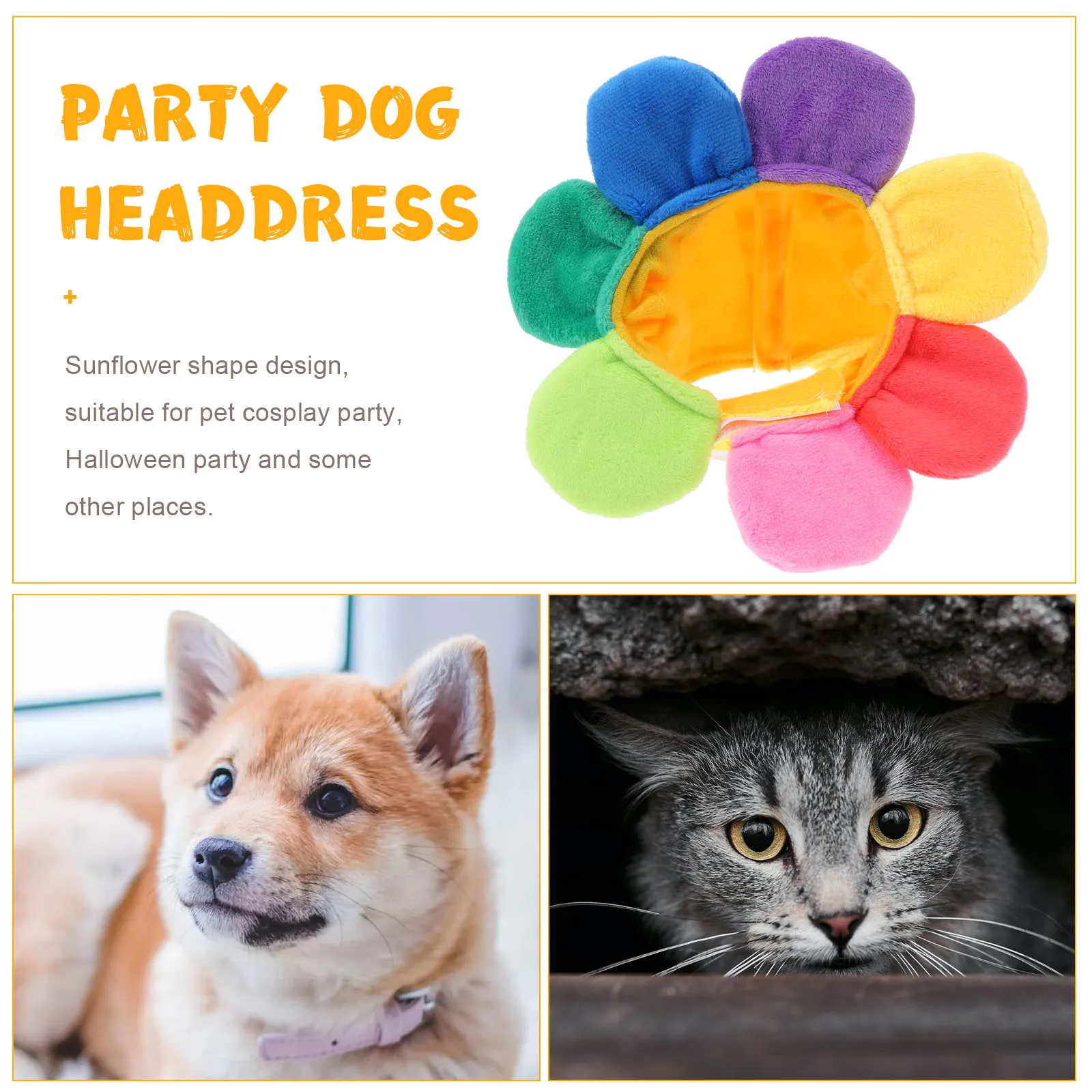 

1Pcs Sunflower Design Pet Hat Comfortable Lightweight Dog Cat Headgear Adorable Party Costume Photo Prop Decoration