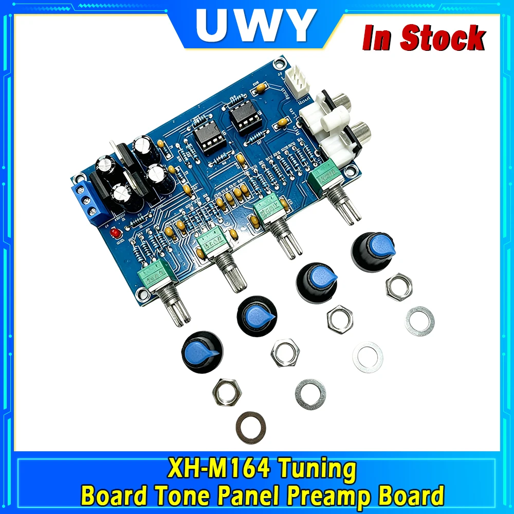XH-M164 Audio Preamp Tone Control Board AC Dual 12-24V Power Supply 5W Power Consumption Bass Mid Treble Volume Adjustment RCA