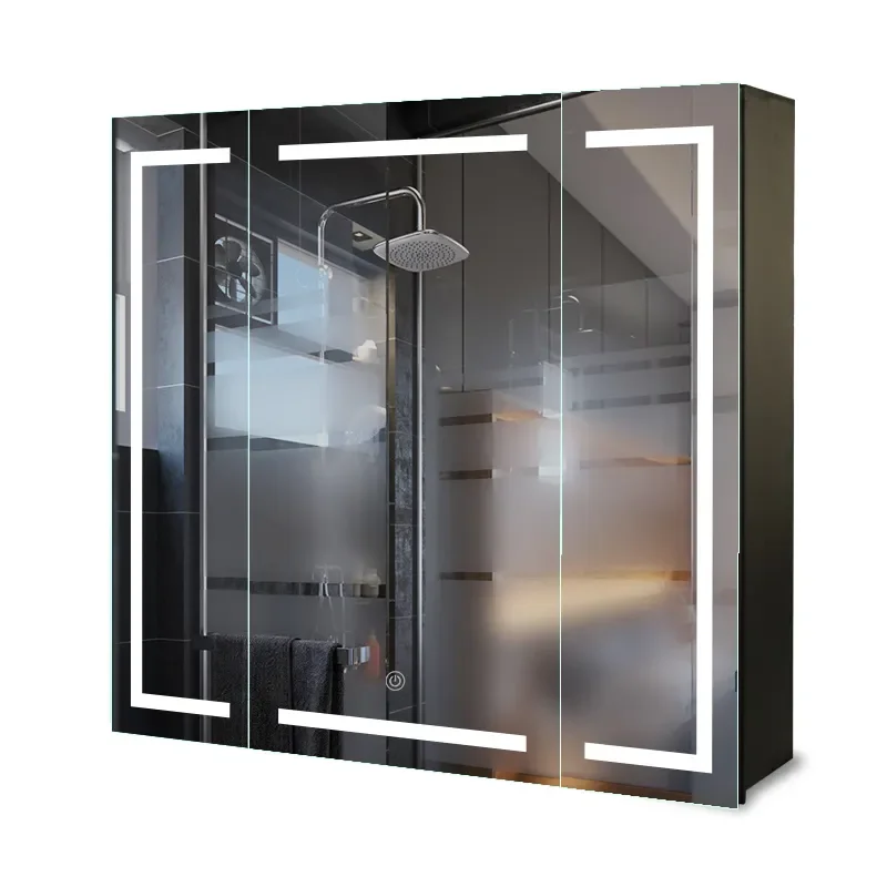 Best Quality Modern Rectangle Rectangular Illuminated Bath Mirror High Visibility Flush Mount Bathroom Cabinet Newest Design