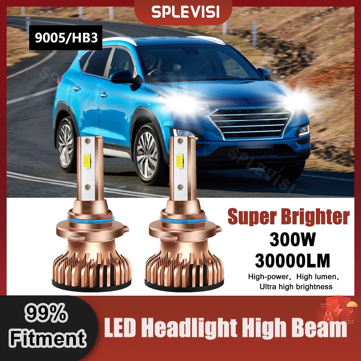 

9005/HB3 LED Headlight High Beam Light 300W 30000LM For Hyundai Tucson TL TLE 2019 2020 2021 2022 2023 Replace High Beam Bulbs