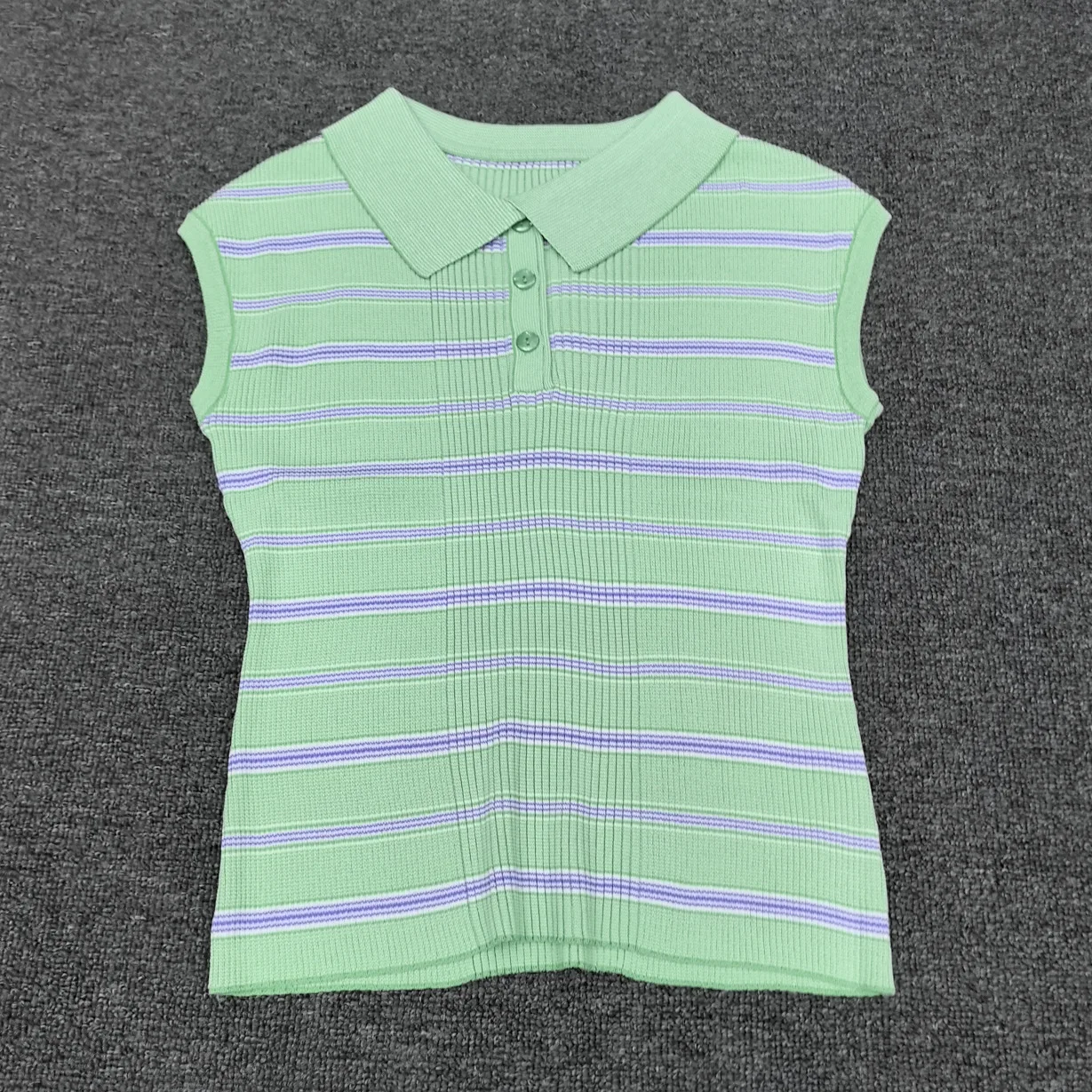 2025 Top semplice in maglia a righe a maniche corte primavera/estate