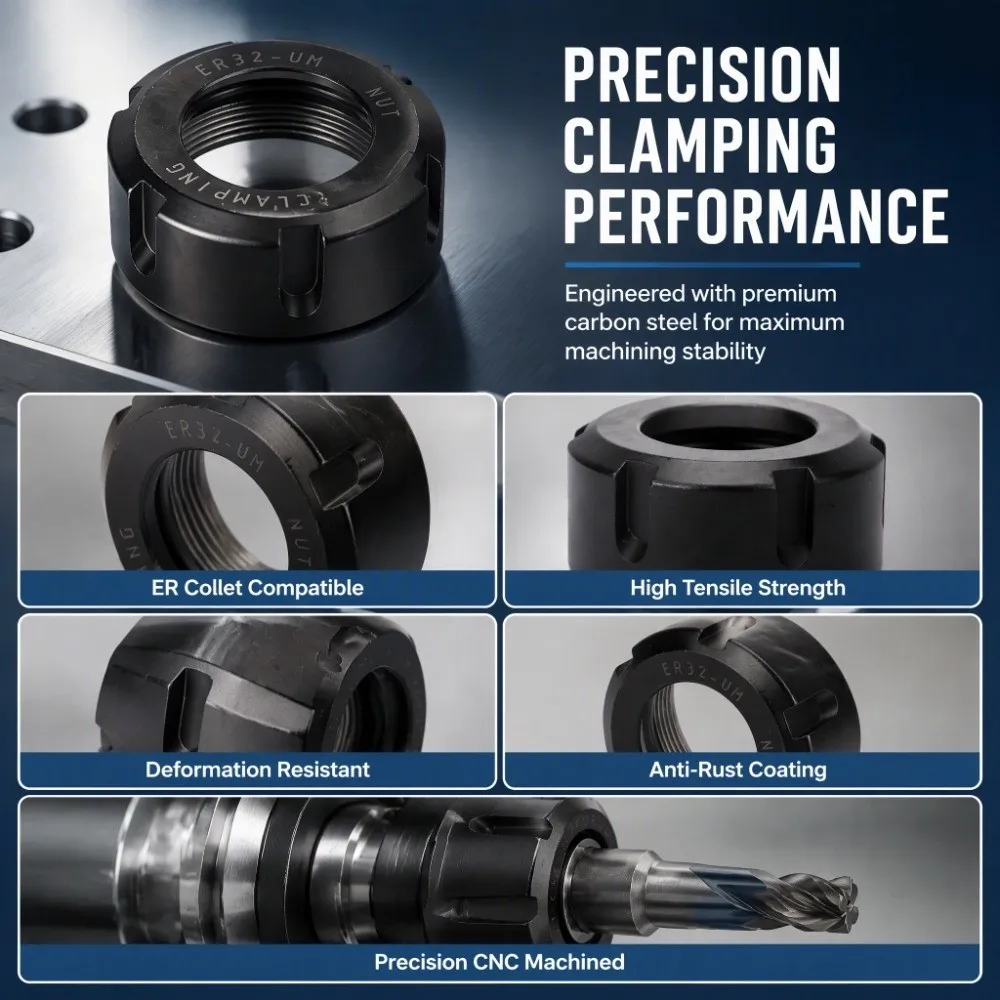 ER40/32/25UM Type Collet Clamping Nuts Durable Precision Collet Nuts For Lathe Dynamic Balance Holes CNC Milling Collet Nuts
