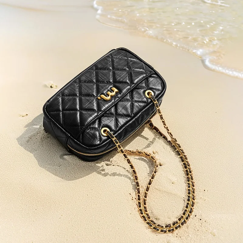 

ITAMOOD Women Chain Bag Top Grain Leather Fashion Small Square Bag Large Capacity Commuting Shoulder Underarm Bag Valentine Gift