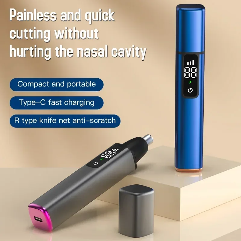 High-Quality USB Charging Safety Face Hair Cleaning Care Kit  Portable LED Display Nose Hair Remover Electric Nose Hair Trimmer
