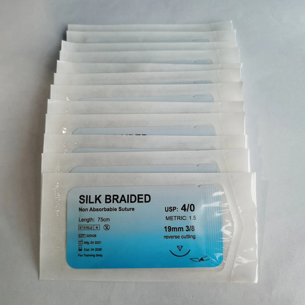 12Pcs/set 2.0/3.0/4.0  Needle Suture Nylon Monofilament Thread Suture Practice Kit Teaching Demonstrations Exercises