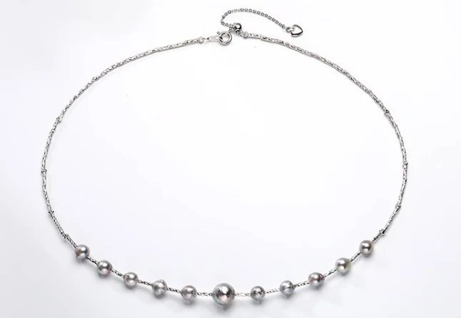 

European and American fashion jewelry 5-9mm Akoya seawater pearl sterling silver starry sky necklace