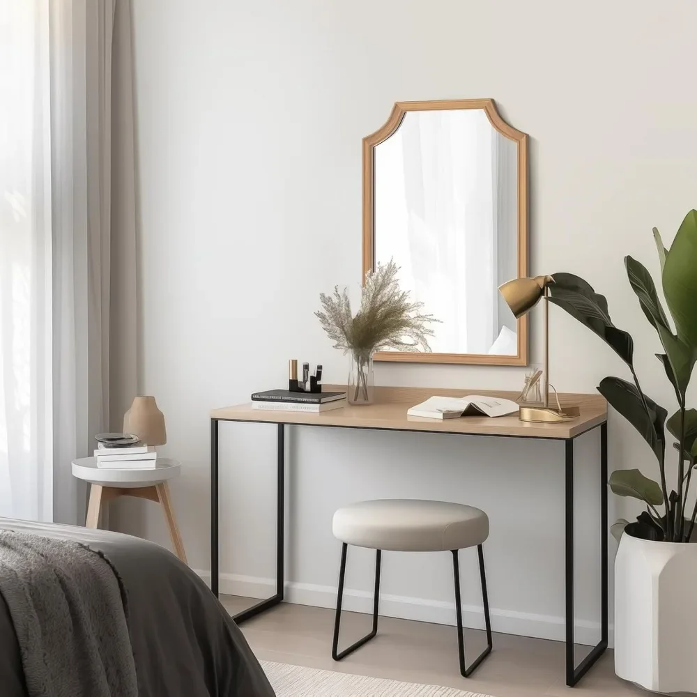 Miroir encadré en bois à bord festonné, design rectangulaire 20 x 30 pouces, idéal pour une petite vanité de salle de bain, un couloir, une chambre à coucher, un salon D