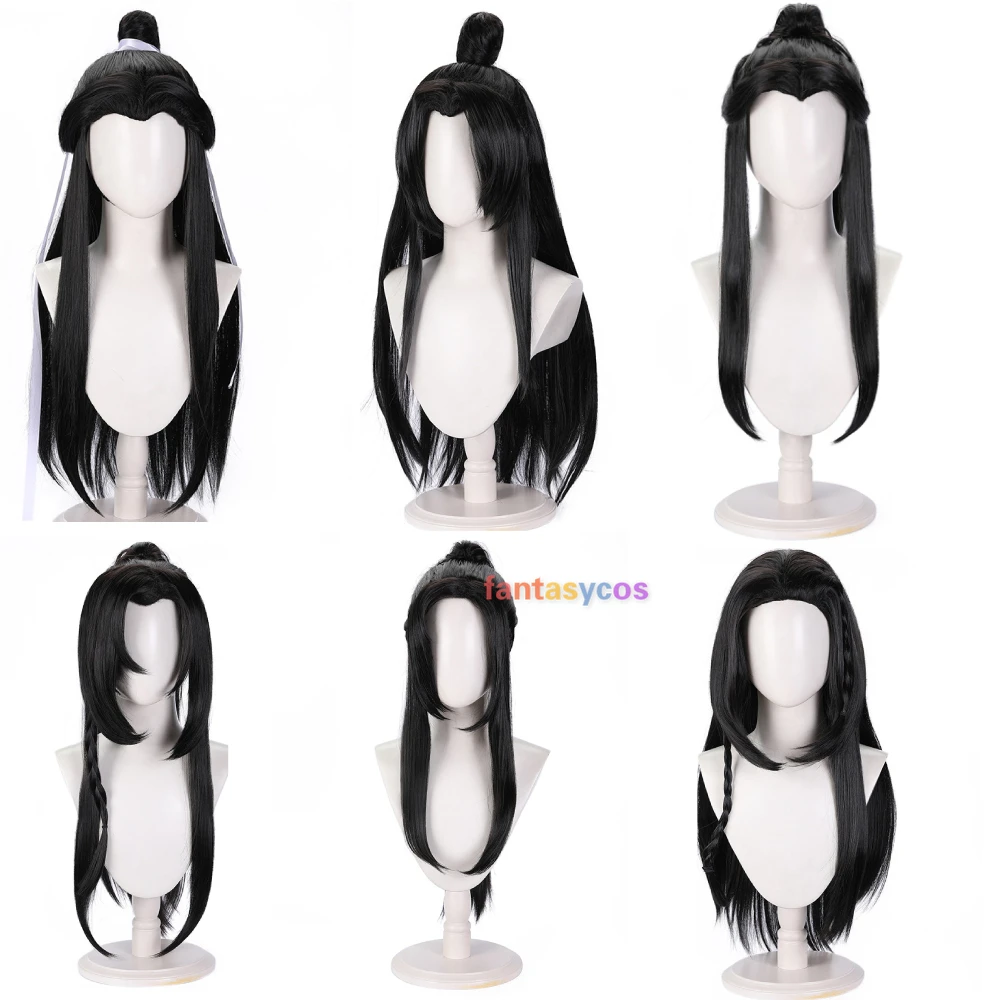 アニメ天国公式の男性のためのコマーシャルコスプレウィッグ、xie lian wig、hua cheng、Black Hanfu、Antian Yuf、ハロウィーンの衣装