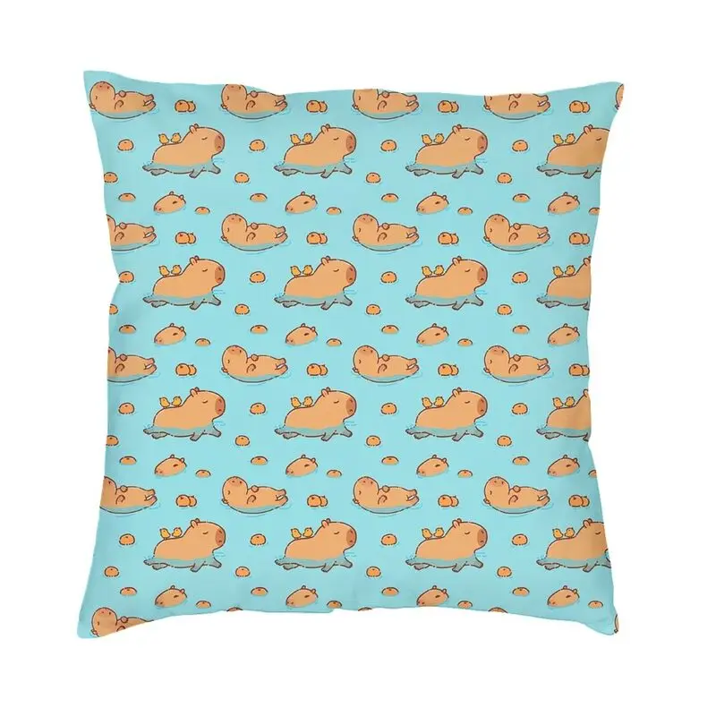 

Custom Capybara Swimming Square Throw Pillow Cover Home Decorative 3D Double Side Printed Cute Animal Cushion Cover for Sofa