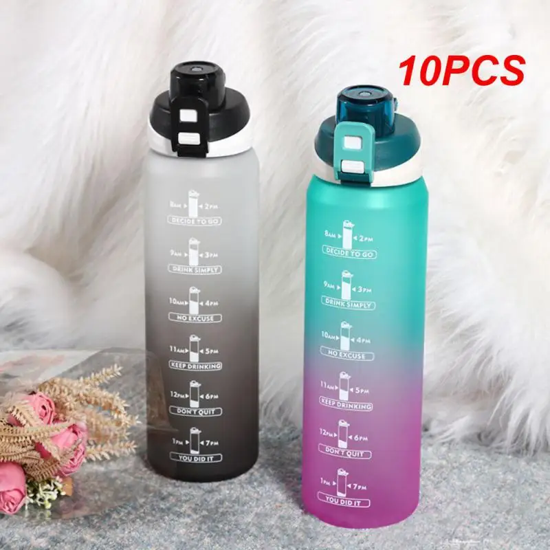 

10PCS Portable Water Bottle Water Cups Motivational Sports Water bottle with Time Maker Leak-proof Cup for Outdoor Sport Fitness