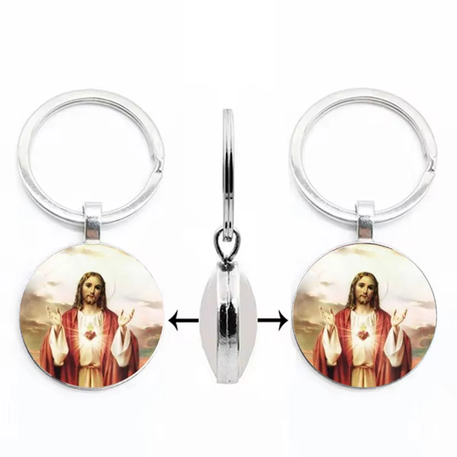 Double sided dome glass keychain gift for the Virgin Mary of Jesus