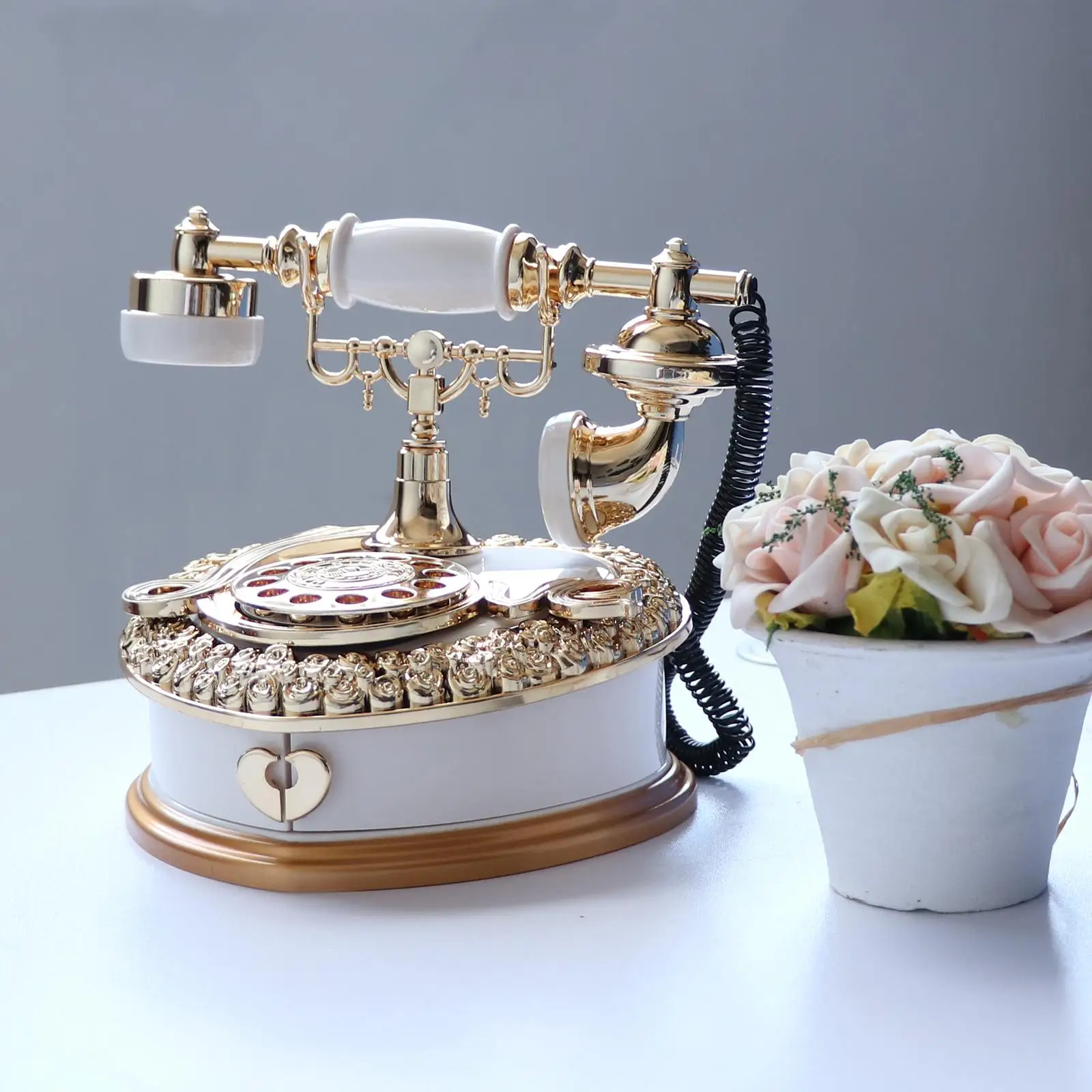 Creative Heart Shape Telephone Music Box, Plastic Music Box Jewelry Storage Home