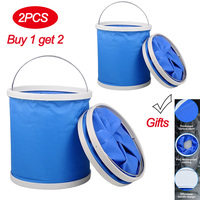 2PCS Thicken Portable Folding Fishing Bucket Waterproof Water Bags Outdoor Backpack Camping Trip Fishing Wash Cleaning Tools