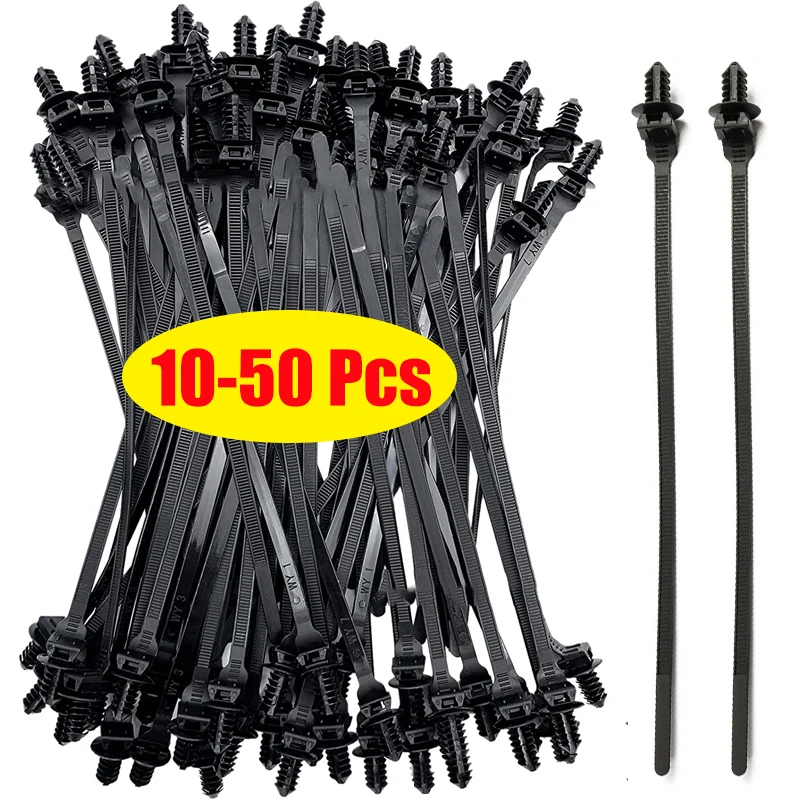 

10-50PCS Push Mount Cable Ties Clip Self Locking Zip Tie Auto Wire Harness Nylon Straps Wire Cable Management Fastener General