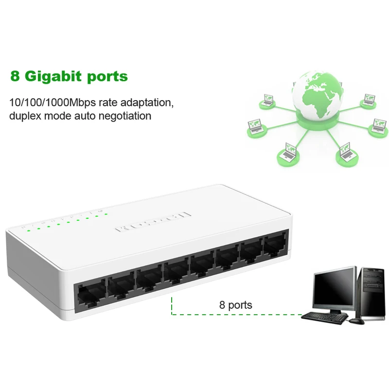 Imagem -03 - Switch de Rede Gigabit Ethernet Smart Switcher Divisor de Internet Alto Desempenho Rj45 Hub Full 1000mbps Portas