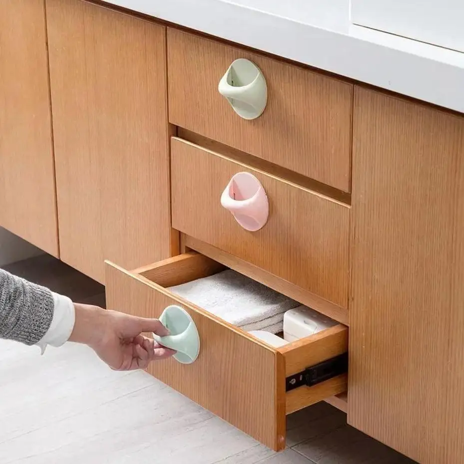 Solid Color Kids Self‑Adhesive Small Handle Simple Paste Door Window Auxiliary Knob Safety Convenient House Accessory For Kids