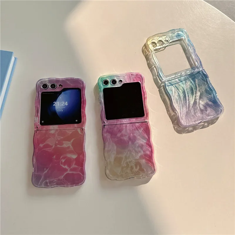 

Water Ripple Colorful Phone Case for Samsung Galaxy Z Flip 6 5 4 3 Protective Back Cover for ZFlip4 ZFlip5 ZFlip6 Case