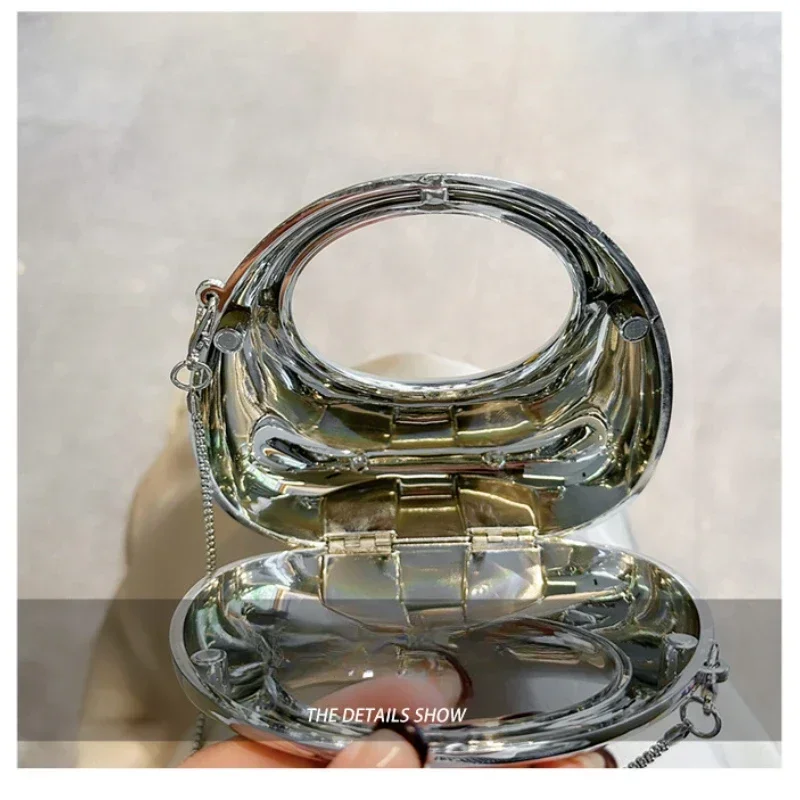 Hot Selling Women's Crossbody Bag 2024 New PVC Metallic Luster Half Moon Party Banquet Women's Bag Luxury Handbag Bolso De Mujer view 5