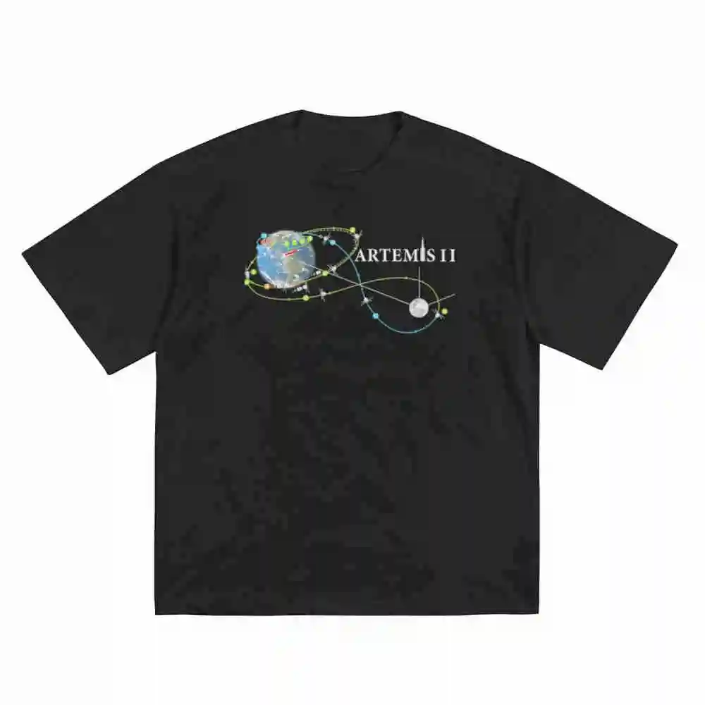 Artemis 2 Route Map SLS Rocket Launch To The Moon Short Sleeve Tee 100% Cotton T-Shirt