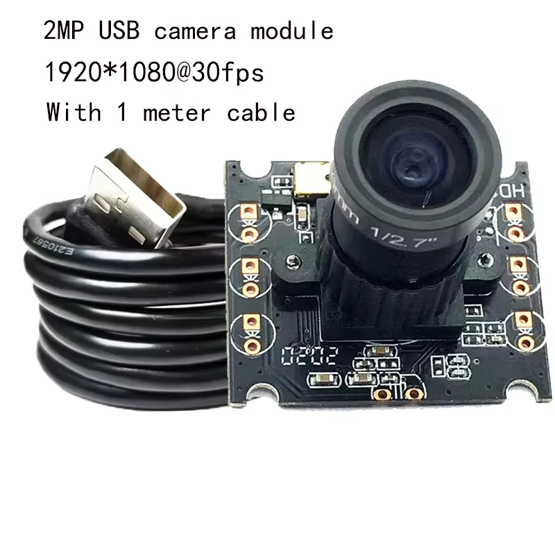 

1920 x 1080 2MP HD1080P GC2053 USB Camera Modules FF 90° 30FPS MJPEG, YUV2 For Face Recognition