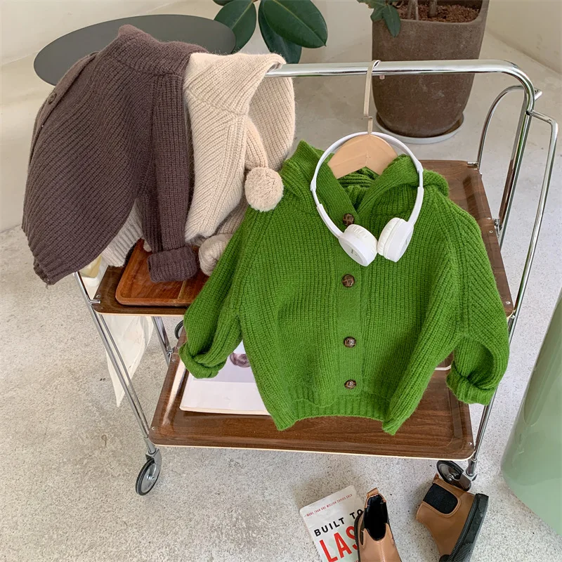 

Children's Sweater Autumn Winter New Style Knitted Small Fragrant Children's Cardigan Long Sleeve Warm for Medium Small Children