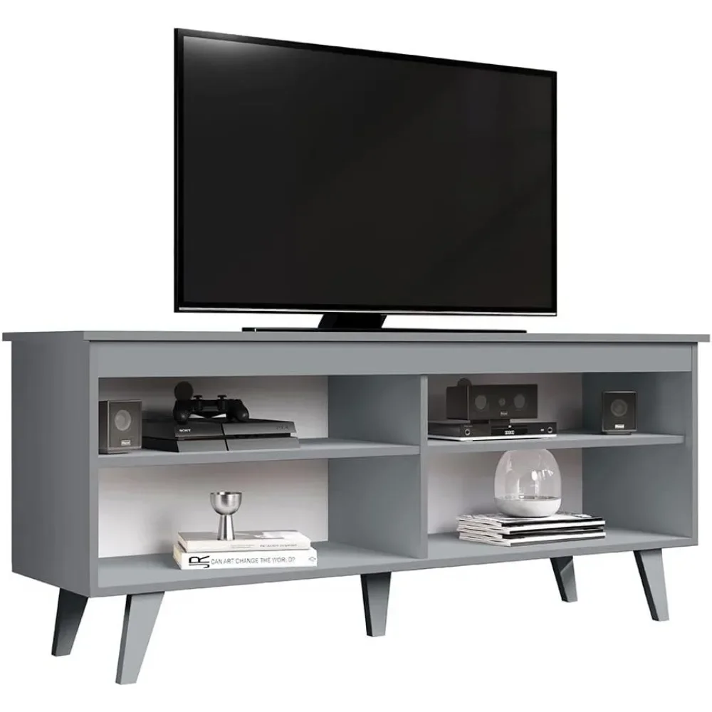 Modern wooden living room TV cabinet, capable of holding a maximum 55 inch TV, 53.54 x 14.96 x 22.83 inches, Grey