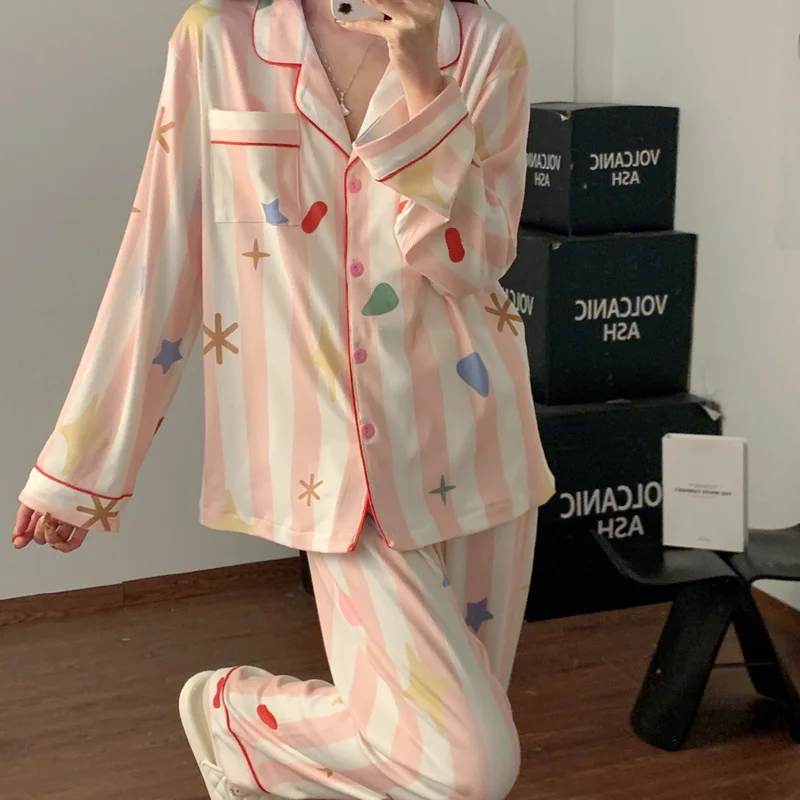 

Комплекты пижам Emo для женщин в европейском стиле, из кашемира, однотонные, классическая домашняя одежда, утолщенная ткань, круглый вырез, короткий рукав, длина до щиколотки