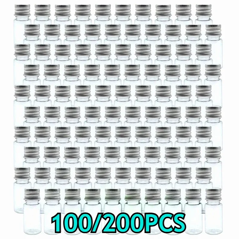 100/200 Pack Clear Plastic Vials with Leak-Proof Screw Caps Reusable PET Storage Containers for Oil Ink Pigment & Art Crafts
