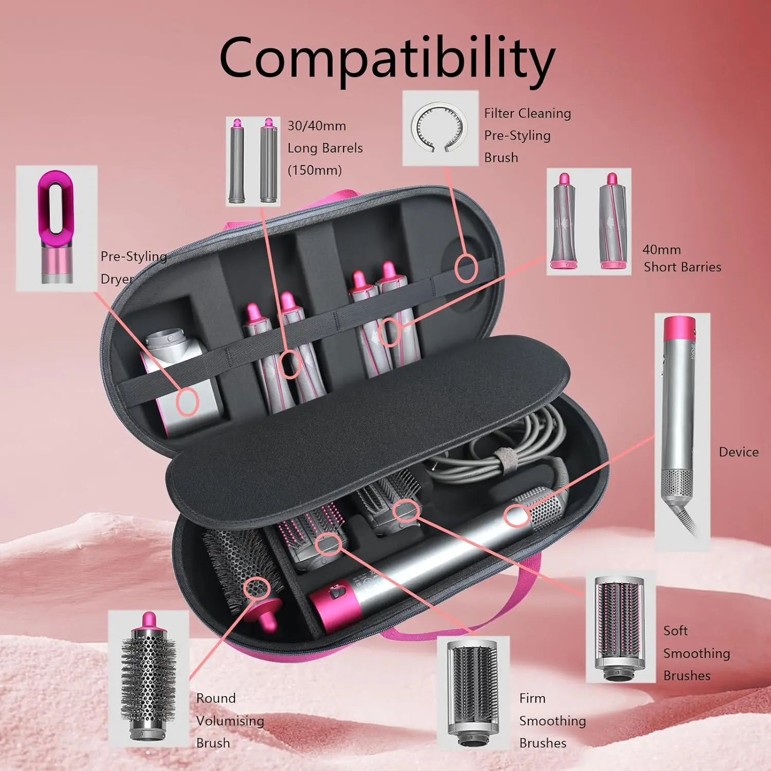 

Professional Styling Tool Case for Dyson Airwrap i.d./Airwrap Hard Protective Organizer All Attachments Long Short Barrels