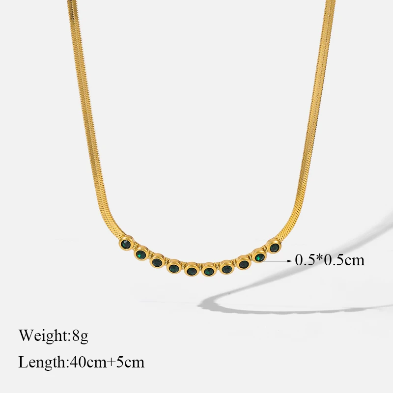 EILIECK 316L Edelstahl Halskette mit grünem Zirkonia-Kristall für Damen, modische Luxus-Kette, Choker-Schmuck, Party- und Hochzeitsgeschenke – Detail 26