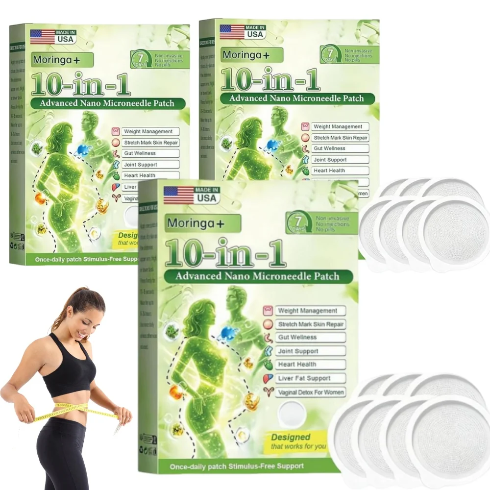 Moringa Nano Microneedle Patches 10 in 1 Ultra Thin Invisible Wellness Body Care Stickers Gentle Formula for Women Men