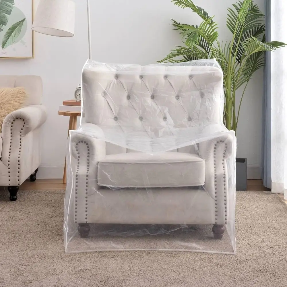 Plastic Recliner Chair Cover Transparent Waterproof Armchair Slipcover Anti-Scratch Dustproof Sofa Slipcover Household