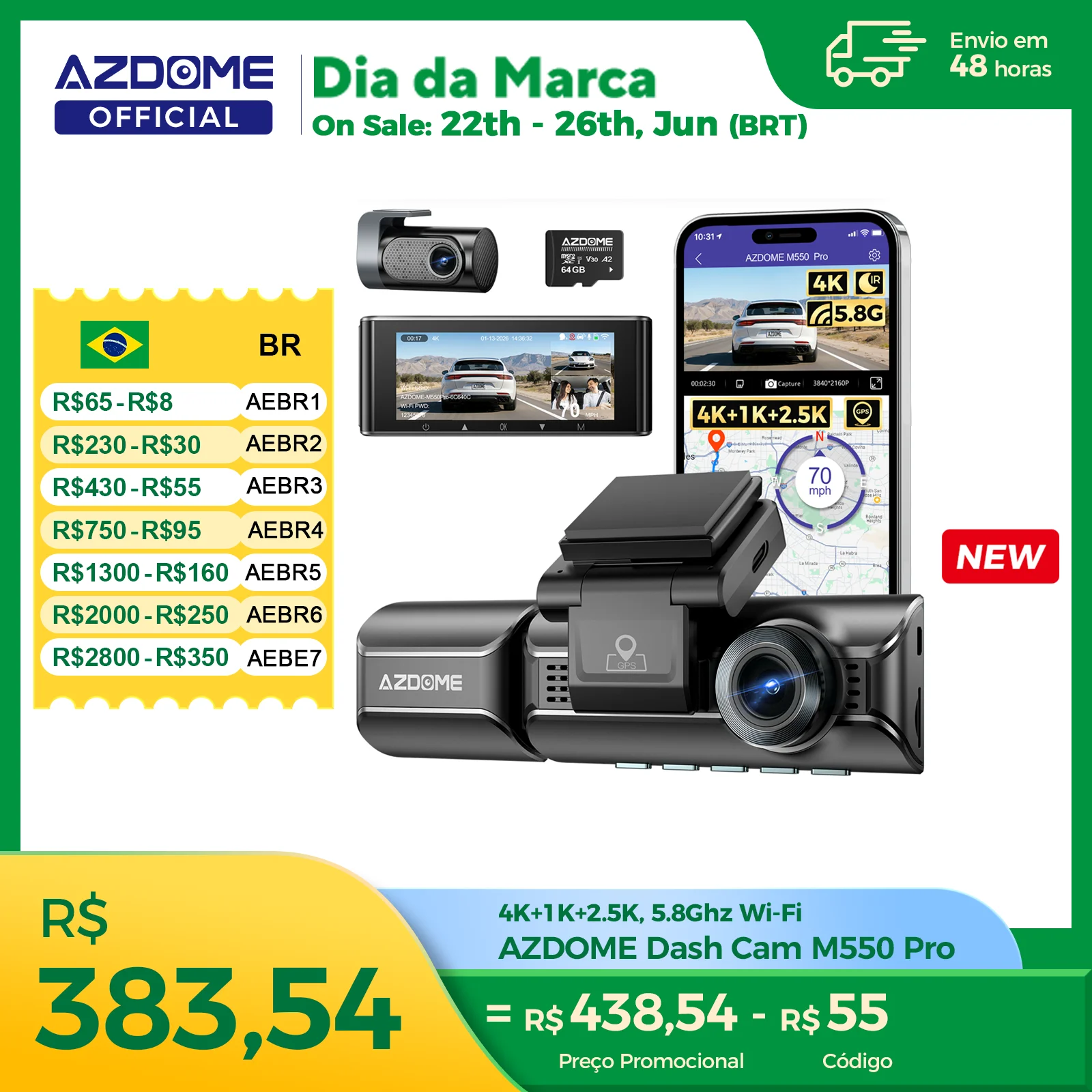 Atualizar azdome m550 pro traço cam 4k frente dashcam auto 5.8ghz wi-fi gps g-sensor carro dvr 6 ir visão noturna monitor de estacionamento