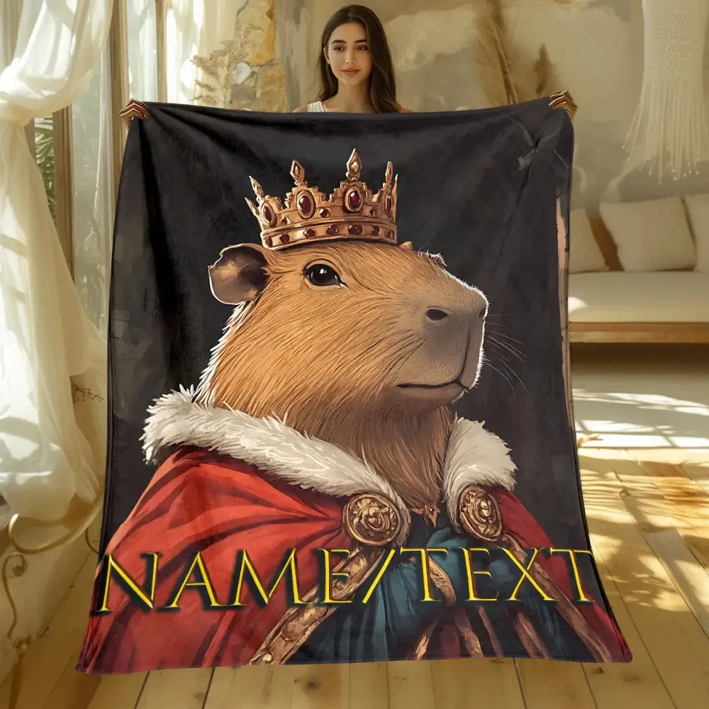 Personalized capybara blanket, lightweight flannel bedding, digital printing, soft and warm, wedding souvenir,short rest blanket
