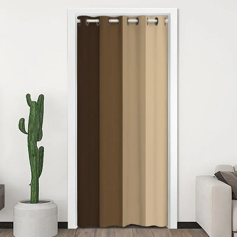 Nordic Style Brown Gradient Door Curtain Wind Insulation Door Screen Divider Ring Top Doorway Partition Curtain Home Decor