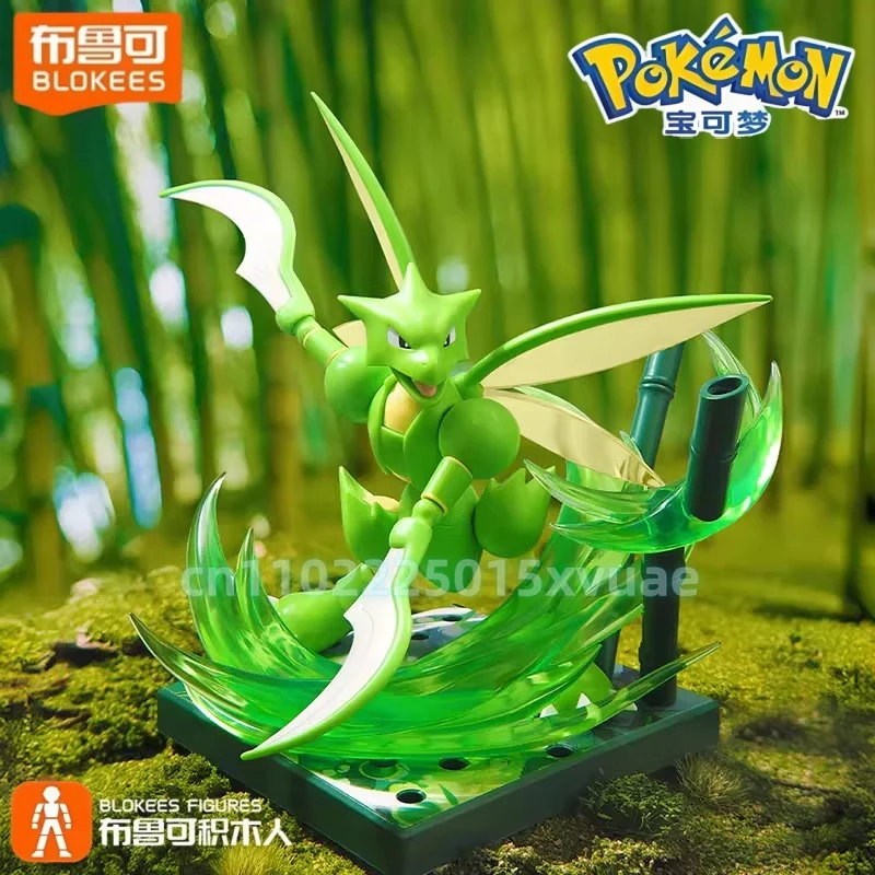 BLOKEES Pokemon Klocki Konstrukcyjne Kolekcja Postaci Lucario Snorlax Scyther Model do Składania Ruchome Figurki Dekoracja Prezent dla Dzieci