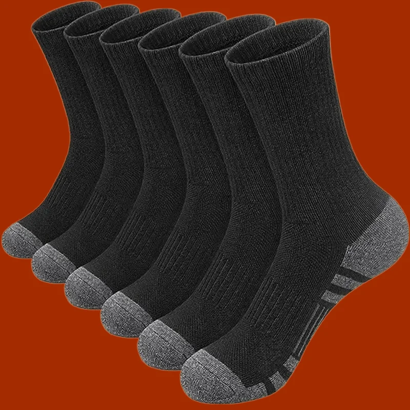 6 Pairs High Long Tube Socks Comfortable Soft Ground-Gripping White Black Football Socks High Quality Men's Outdoor Gym Socks